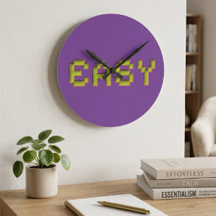 Retro 8-Bit EASY Wanduhr - Lila & Pink Cyberp