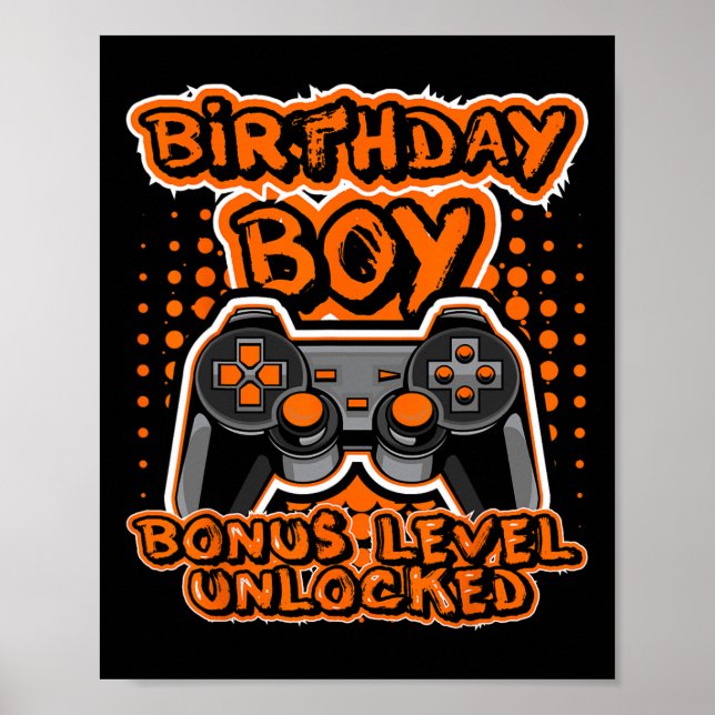 Retro-8-Bit-Gaming Orange-Videospielcontroller Bi Poster (Vorne)