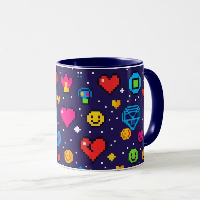 Retro-8-Bit-Pixel-Art-Gaming-Keramikbecher Tasse (VorderseiteRechts)