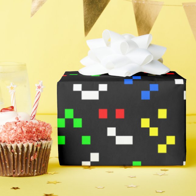 Retro 8 Bit Video Game Graphics Pattern Geschenkpapier (Geburtstagsparty)