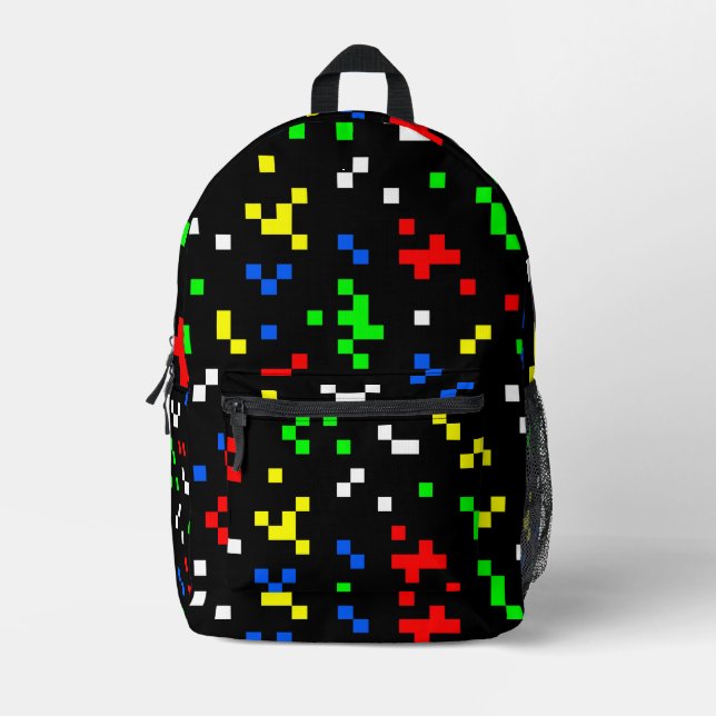 Retro-8-Bit-Videospiel-Grafikmuster Bedruckter Rucksack (Vorderseite)