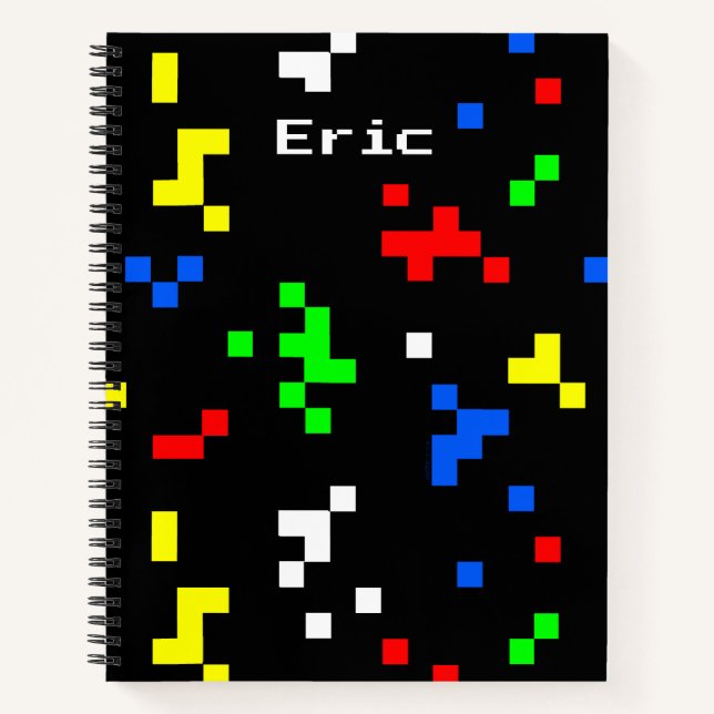 Retro-8-Bit-Videospiel-Grafikmuster Notizbuch (Vorderseite)