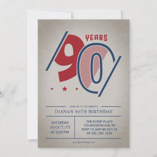 Retro 90. Geburtstag Einladung