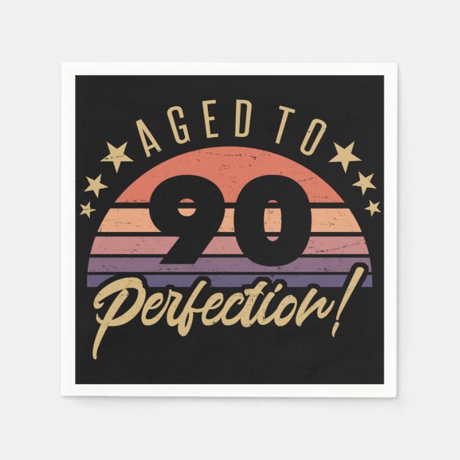 Retro 90. Geburtstags-Spaß Serviette (Vorderseite)