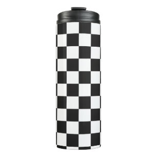 Retro 90er 00er Schwarz-Weiß-Schachbrettmuster Thermosbecher