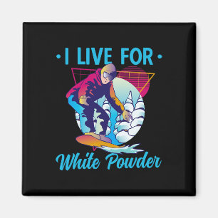 Retro 90er 80er Snowboard Ich lebe für White Powde Magnet