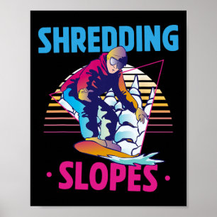 Retro 90er 80er Snowboard Shredding Slopes Snowboa Poster