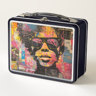 Retro 90er 80er Vintage Pop Art Blechdose zum Mitt Metall Brotdose