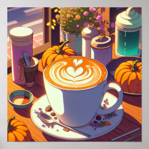 Retro 90er Anime Kürbisgewürz-Latte Poster