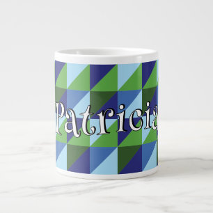 Retro 90er Blau und Grün Geometrisch Abstract OpAr Jumbo-Tasse