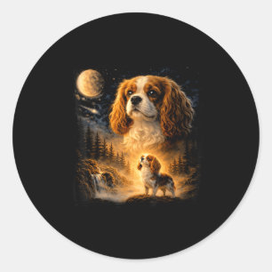 Retro 90er Cavalier King Charles Spaniel heult bei Runder Aufkleber