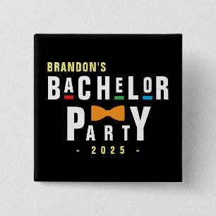 Retro 90er farbenfrohe Bowtie Bachelor Party Black Button