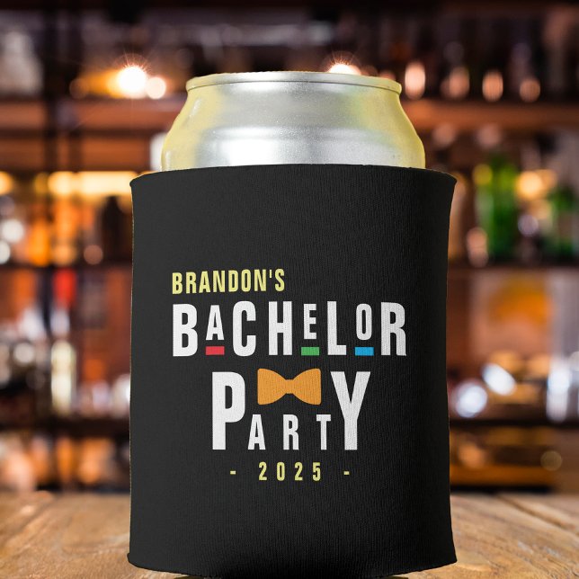 Retro 90er farbenfrohe Bowtie Bachelor Party Black Dosenkühler (Retro 90s Colorful Bowtie Bachelor Party Black Can Cooler
)