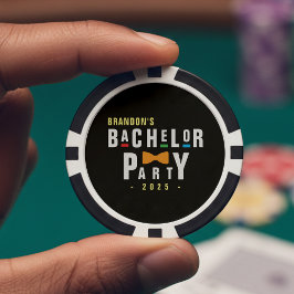 Retro 90er farbenfrohe Bowtie Bachelor Party Black Pokerchips