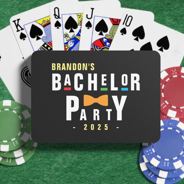 Retro 90er farbenfrohe Bowtie Bachelor Party Black Spielkarten (Retro 90s Colorful Bowtie Bachelor Party Black Poker Cards
)