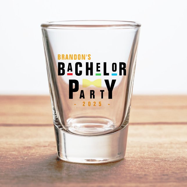 Retro 90er farbenfrohe Bowtie Bachelor Party Schnapsglas (Von Creator hochgeladen)