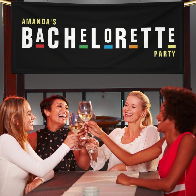 Retro 90er farbiger Junggeselinnen-Abschied Schwar Banner (Von Creator hochgeladen)