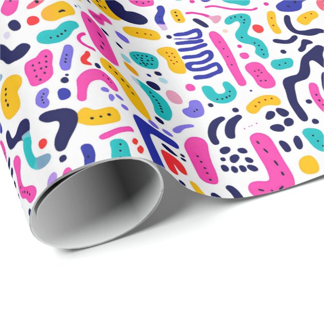 Retro-90er-Fliesenmuster-Party  Geschenkpapier (Rolleneckpunkt)