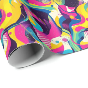 Retro-90er-Fliesenmuster-Party Geschenkpapier