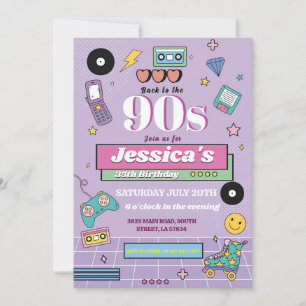 Retro 90er Geburtstag Neunziger Männer Frauen Part Einladung