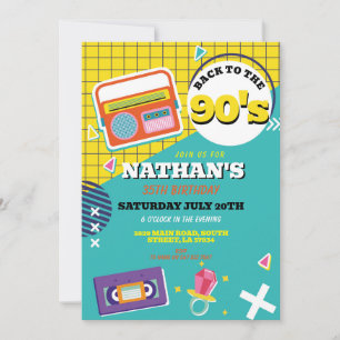 Retro 90er Geburtstag Nineties Männer Frauen Party Einladung