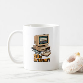 Retro 90er Internet Vintage Computer Illustration  Kaffeetasse