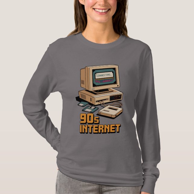 Retro 90er Internet Vintage Computer Illustration  T-Shirt (Vorderseite)