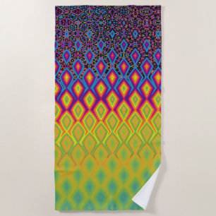 Retro 90er-Jahre Abstraktes Neon Color-Muster Strandtuch