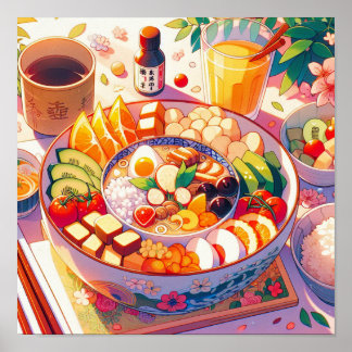 Retro 90er Jahre Anime Japanese Food Bowl Ästhetik Poster