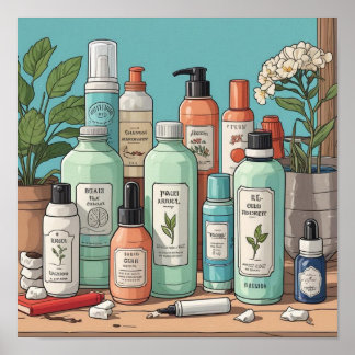 Retro 90er Jahre Anime Skin Care Ästhetische Kunst Poster
