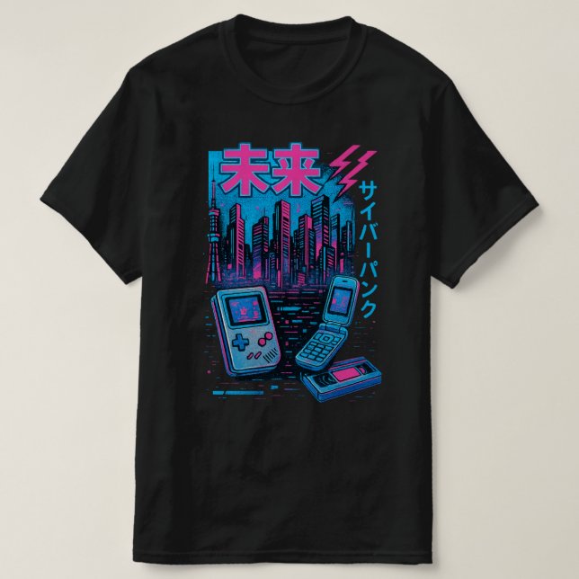 Retro 90er Japan Neon T - Shirt (Design vorne)