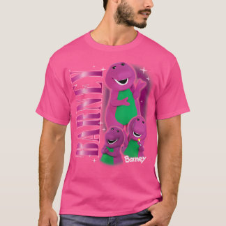 Retro-90er lila Dinosaurier-Charakter-Collage T-Shirt