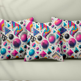 Retro 90er Memphis Geometrischer Neon Fester Wurf Kissen