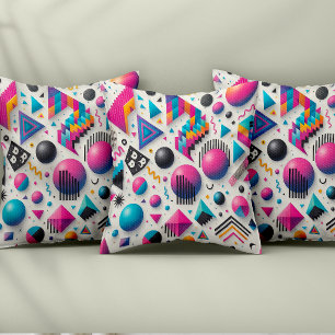 Retro 90er Memphis Geometrischer Neon Fester Wurf Kissen