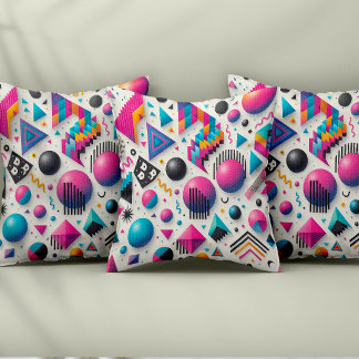 Retro 90er Memphis Geometrischer Neon Fester Wurf Kissen