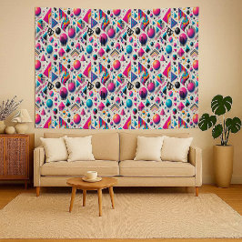 Retro 90er Memphis geometrischer Neon-Wandtapete i Wandteppich