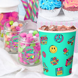 Retro 90er Muster Aqua rosa aquamarine Geburtstags Pappbecher