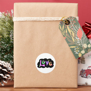 Retro 90er Neon Pastell Liebe Typografie Runder Aufkleber