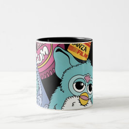 Retro 90er Nostalgie-Doodle-Muster Spielzeug und T Zweifarbige Tasse