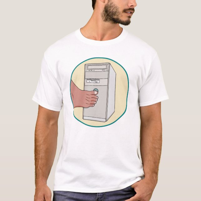 Retro 90er PC Power Button Zeh Drücker Lustiger Te T-Shirt (Vorderseite)