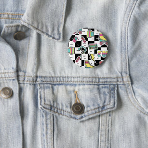Retro-90er-Rollschuh-Muster-Rundbutton Button