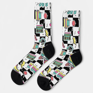 Retro-90er-Rollschuh-Muster-Socken Socken