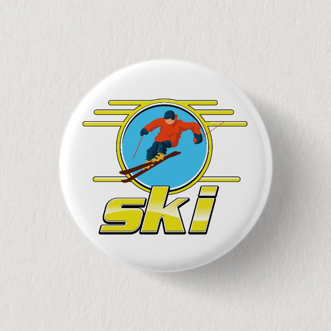 Retro 90er-Ski-Logo Button (Vorderseite)