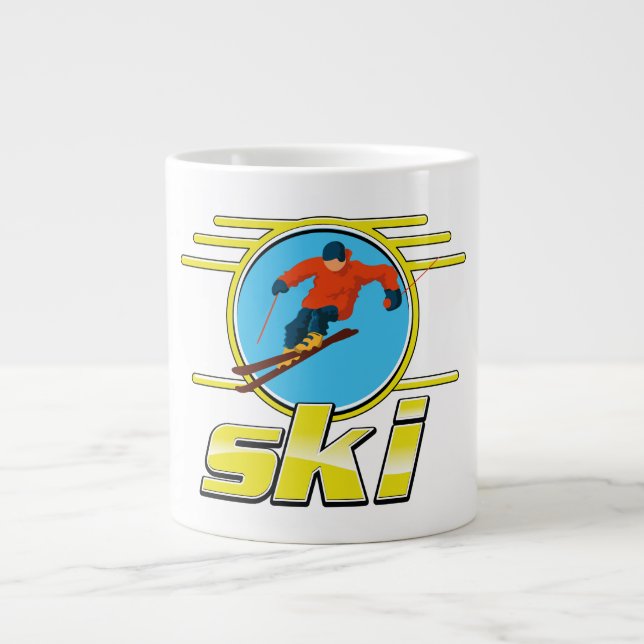 Retro 90er-Ski-Logo Jumbo-Tasse (Vorderseite)