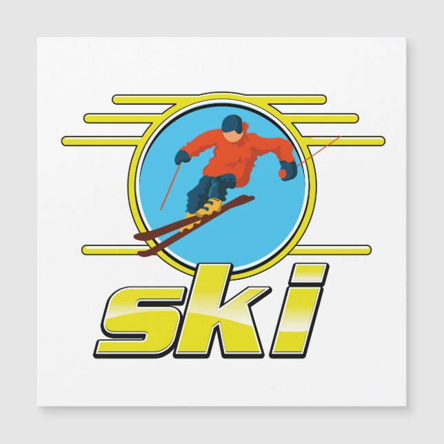 Retro 90er-Ski-Logo Magnetkarte (Vorderseite)