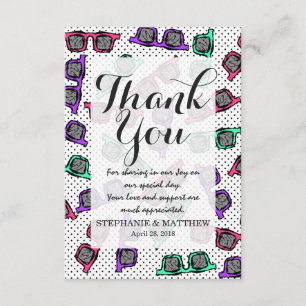 Retro-90er-Sonnenbrille in rosa Aquamarinen Lila Dankeskarte