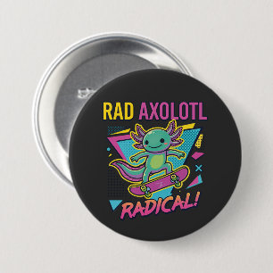 Retro 90er Stil Axolotl Skateboard Rad neon Button