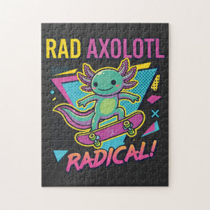 Retro 90er Stil Axolotl Skateboard Rad neon Puzzle