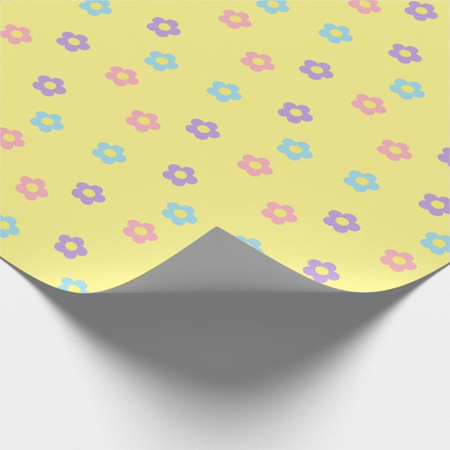 Retro 90er Y2k Pastel Blume Gelb Geschenkpapier (Ecke)
