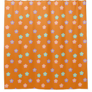 Retro 90er Y2k Pastel Blume Orange Dorm Duschvorhang
